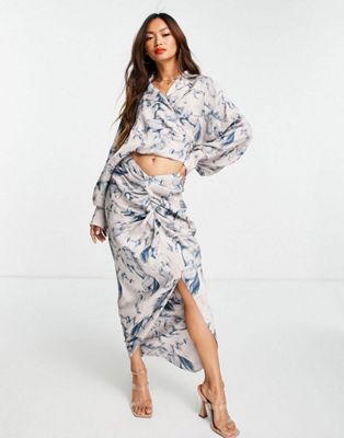 ASOS EDITION wrap front midi skirt in horse print