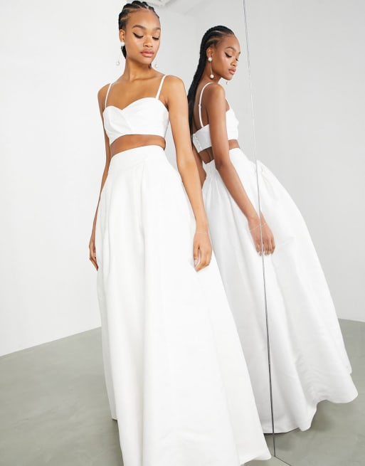 ASOS EDITION - Bruiloft - Combi-set van geplooide bustier en rok in |