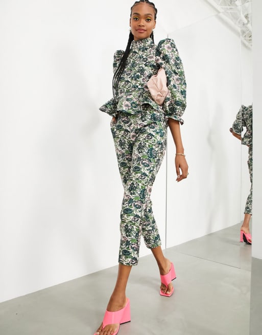 ASOS EDITION - Coordinato con pantaloni e top con motivo floreale stile arazzo multicolore
