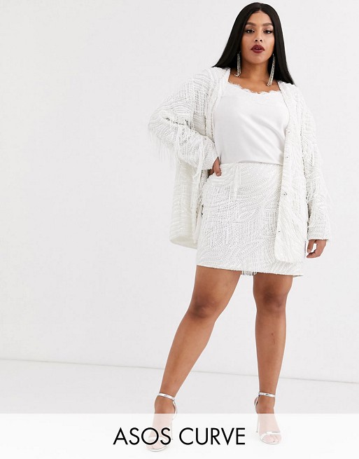 ASOS EDITION Curve beaded fringe co-ord
