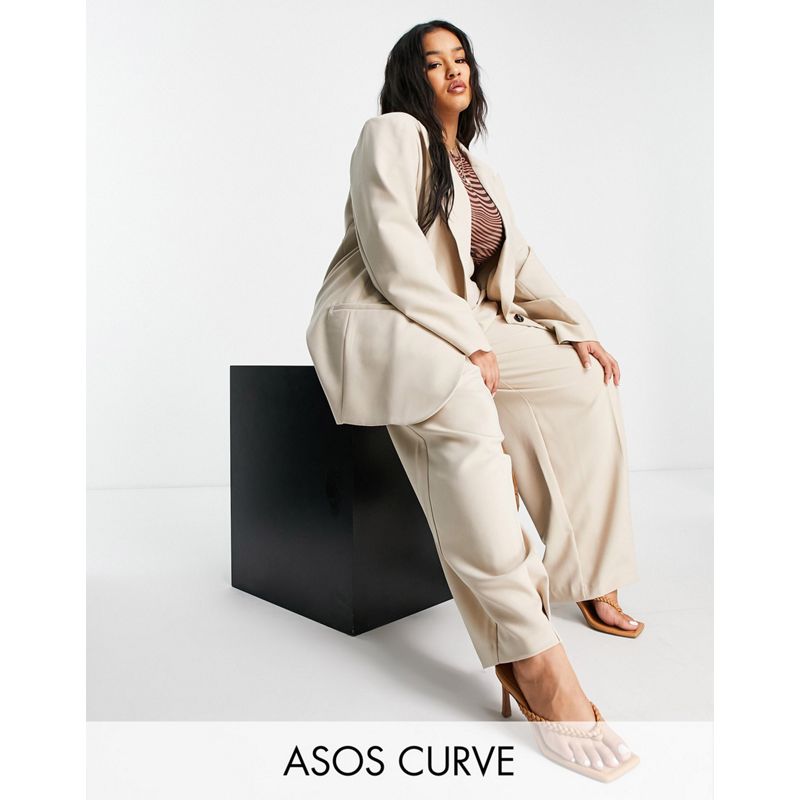 Designer  EDITION Curve - Coordinato con blazer taglio lungo oversize e pantaloni color pietra