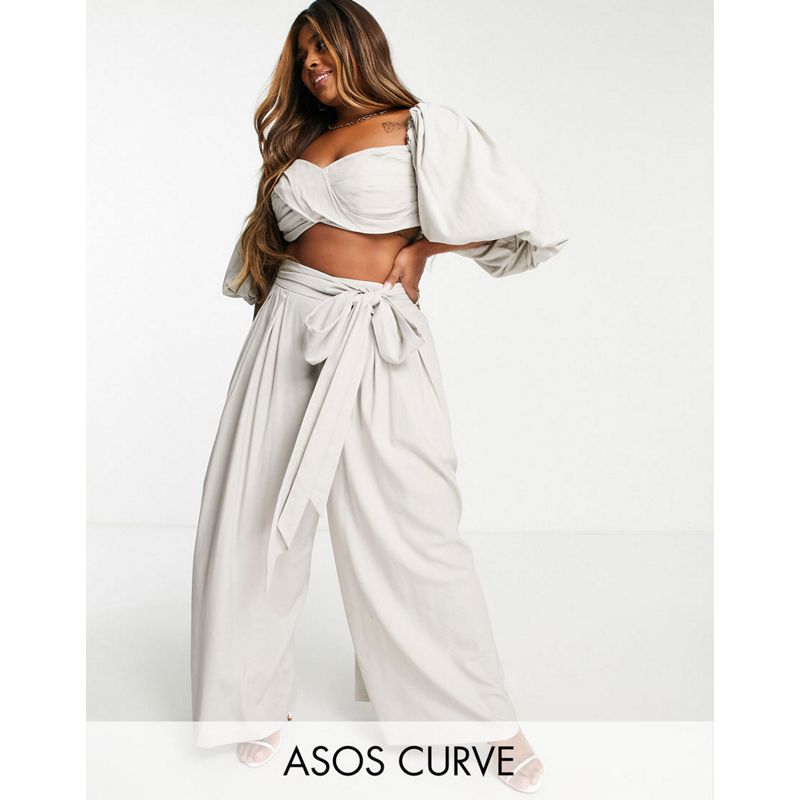 Designer 4AKl4 Edition Curve - Coordinato con crop top e pantaloni a fondo ampio grigio