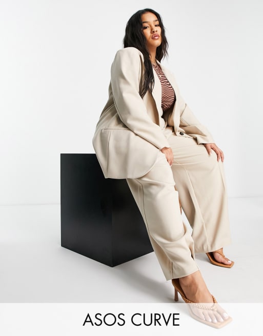 ASOS EDITION oversized blazer and wide leg trouser set in stone