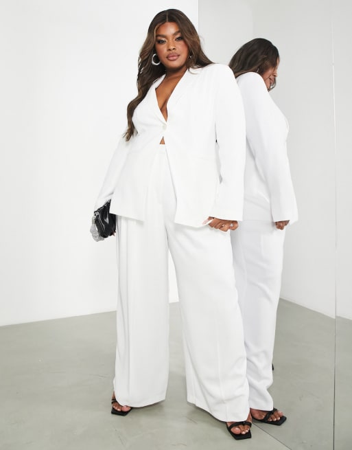 Plus size all white best sale pants suit