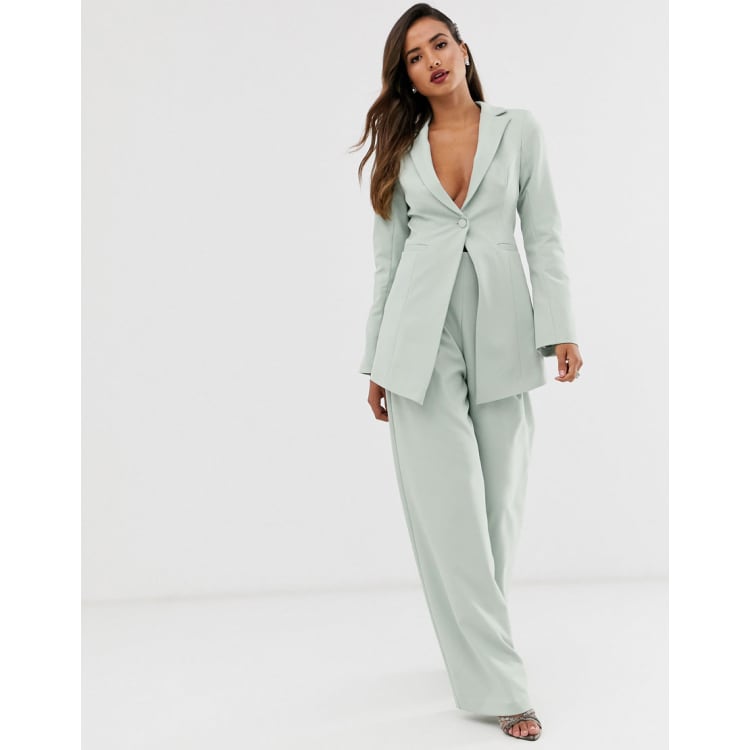 ASOS EDITION oversized blazer and wide leg pants set in stone