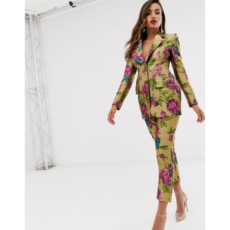 generic Irregular Blazer Suit Office Ladies Work Pants Suit Ladies Floral  Print Jacket Trousers Small Suit Suit (Color : A, Size : Lcode) :  : Clothing, Shoes & Accessories