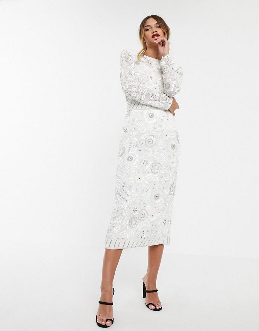 ASOS EDITION floral embellished top & midi skirt co-ord