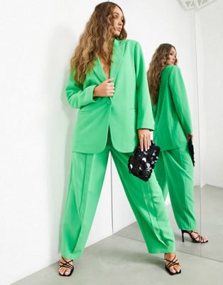 ASOS EDITION oversized blazer & wide leg trouser in bright green - MGREEN