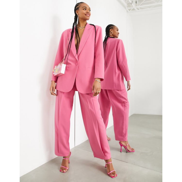 Light Pink Blazer Trouser Suit Set for Women, Pink Pantsuit With Oversized  Blazer and Wide Leg Pants, Women's Business Suit -  Sweden