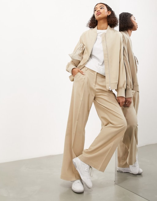 ASOS EDITION oversized blazer and wide leg pants set in stone