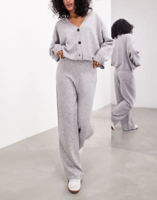 Knitted Cardigan & Leggings Lounge Set Grey Oversized Co Ord –