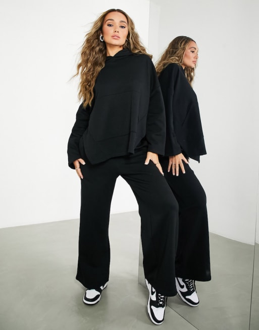 ASOS DESIGN oversized wide leg sweatpants in black