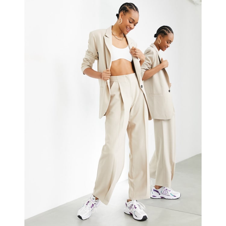 ASOS EDITION cutaway blazer & wide leg pants suit in sage