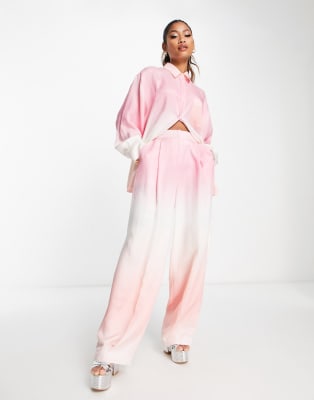 Pink Ombre Design Printed Shirt with Trousers Co-Ords