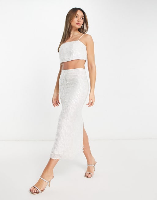 Ivory sequin pencil skirt hotsell