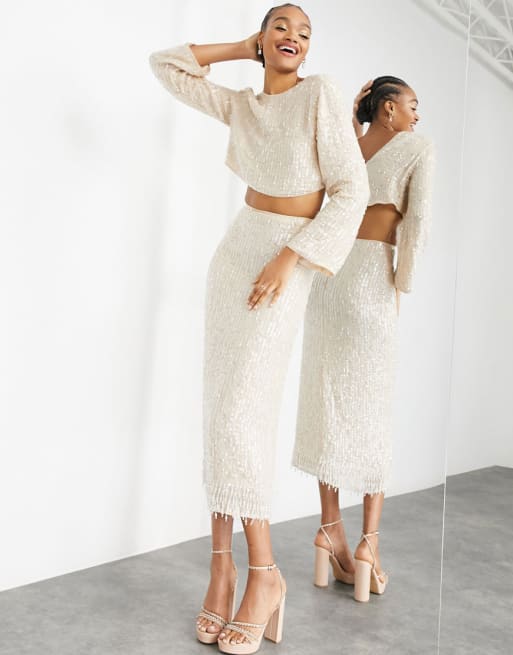 Sequin midi 2025 skirt and top