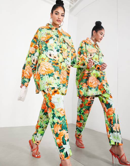 ASOS EDITION shacket & trouser in floral print - MULTI