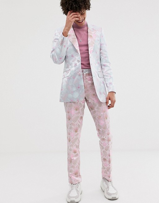 ASOS EDITION slim suit with cut and sew floral jacquard