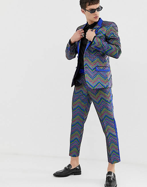 ASOS EDITION slim tuxedo in multi coloured zig zag jacquard | ASOS