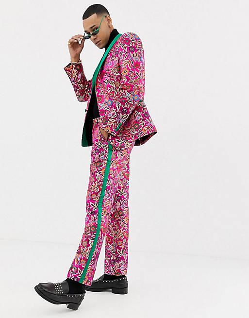 ASOS EDITION slim tuxedo suit in fuschia pink jacquard | ASOS