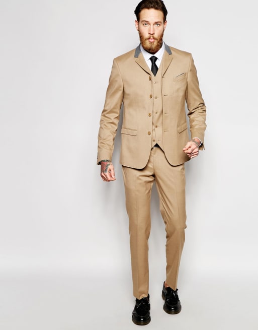 ASOS Four Button Suit in Camel | ASOS