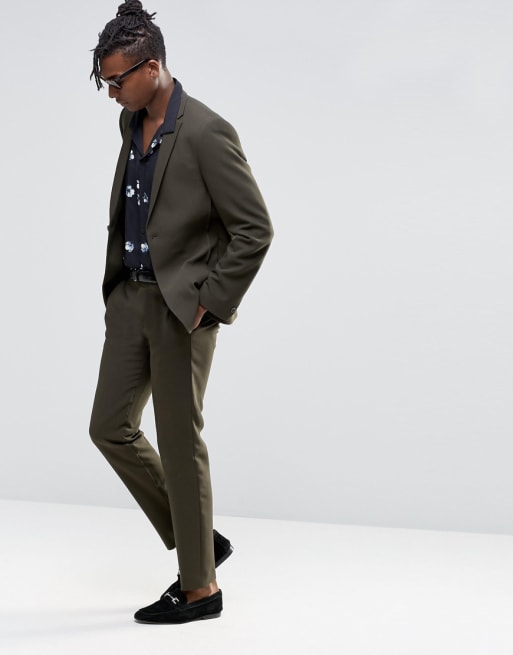 ASOS – Garnitur o dopasowanym kroju w kolorze khaki