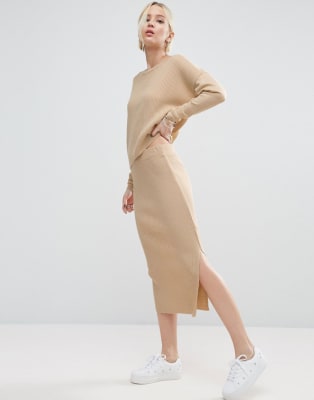 knitted jumper and skirt co ord