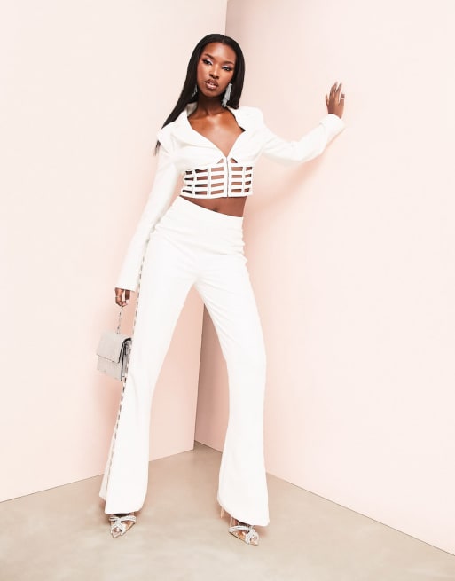 ASOS LUXE suit flare pants in white - part of a set