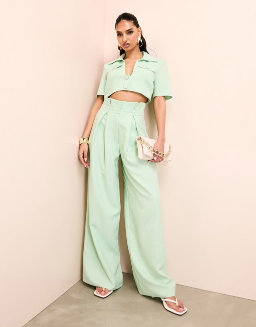 Rent Pastel Green Crop Top with Palazzo in US