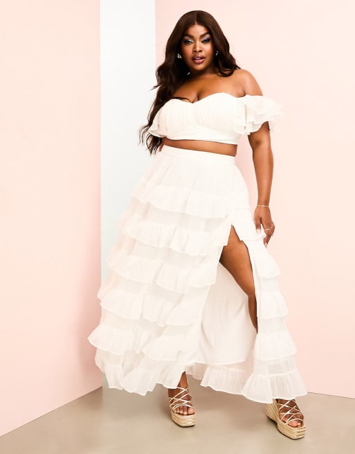 Plus size hotsell white sheer skirts