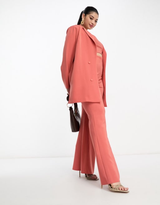 ASOS LUXE co-ord flared suit trousers in red