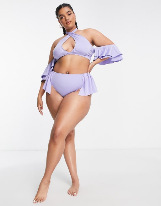 ASOS LUXE Curve ruffle bikini set in lilac