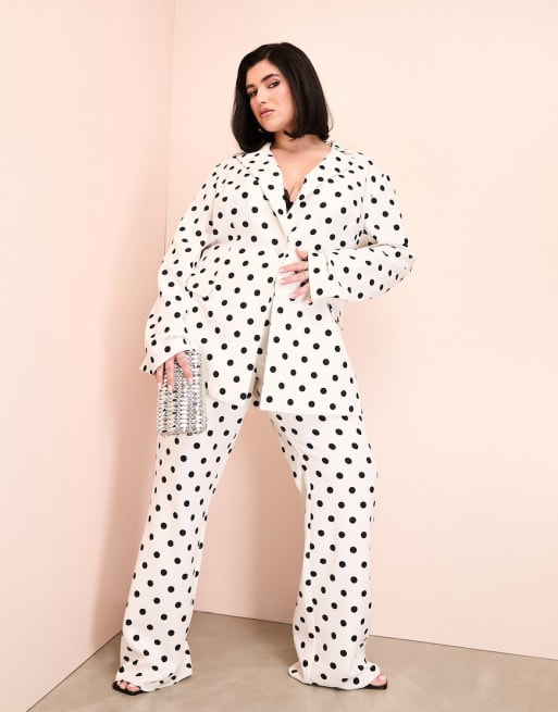 ASOS LUXE Curve tailored suit set in dot print