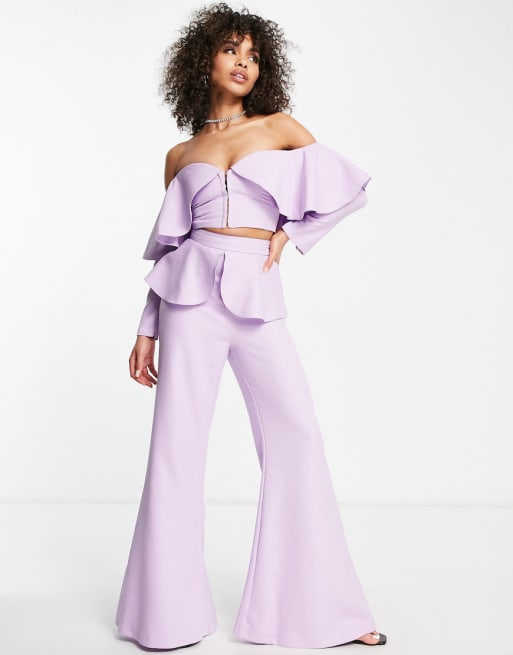 ASOS LUXE - Elegante co-ord set bedekt met ruches in lila