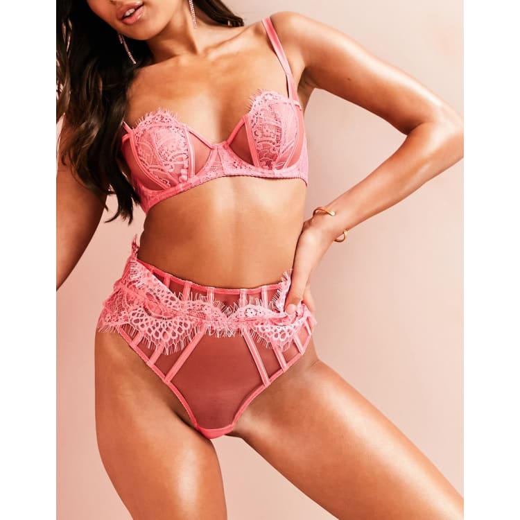 ASOS LUXE lace lingerie set in hot pink