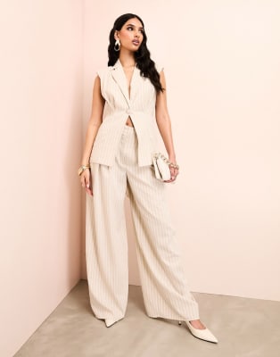 ASOS LUXE linen look tailored suit in stripe  Sale