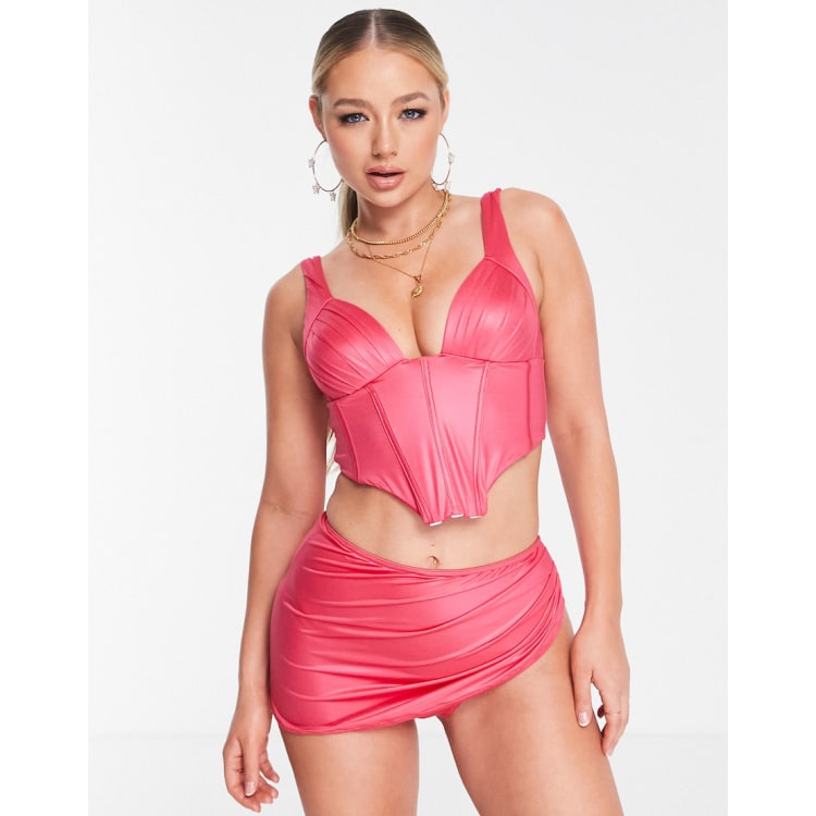 ASOS LUXE lace lingerie set in hot pink