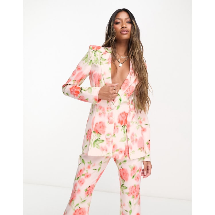 Asos pink floral suit best sale