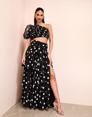 Kawaii - Heart Dot Pattern Tiered Skirt by Axes Femme