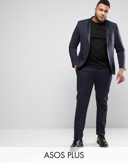 Asos Plus Slim Tuxedo In Navy Asos 5052