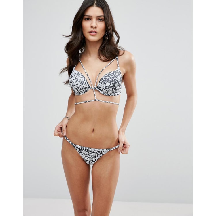 ASOS Pushup Bikini mit Animalprint in SchwarzweiB ASOS