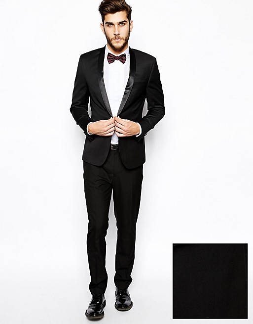 ASOS Skinny Fit Tuxedo Black Suit