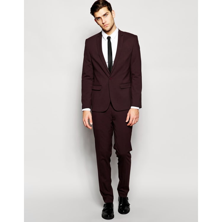 Asos burgundy sale suit