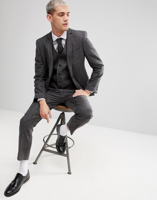 ASOS Skinny Suit In Gray Houndstooth