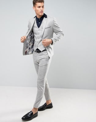 light grey skinny suit