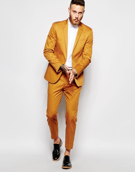 Mustard Yellow Suit Jacket And Pant Mens Suits Orange, None, Casual ...