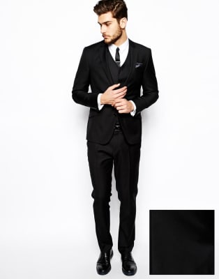 black slim fit dress