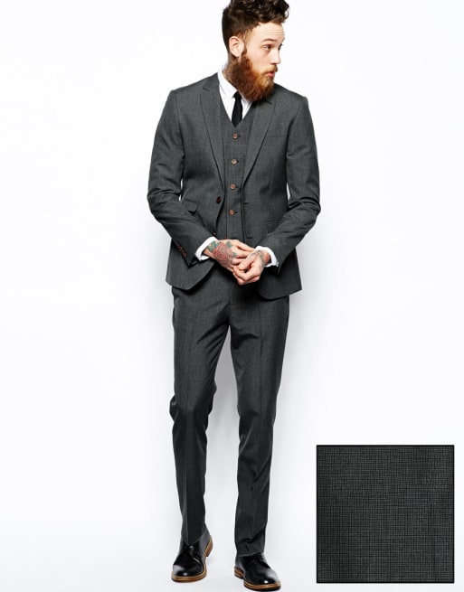 ASOS Slim Fit Suit In Grey Dogstooth