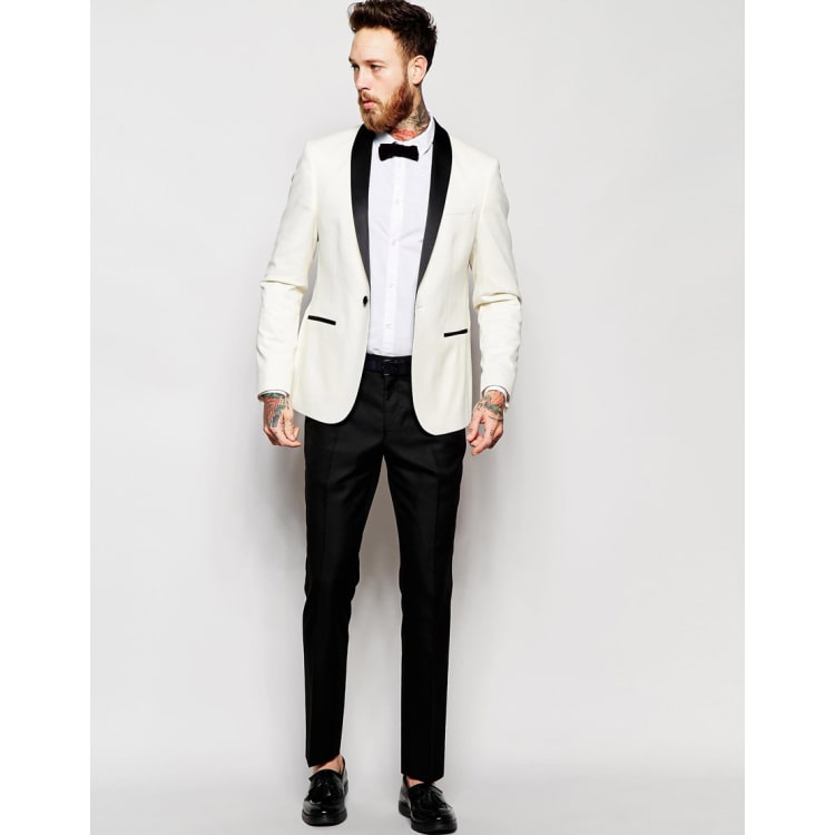 ASOS Slim Fit Tuxedo Suit White Jacket Black Trouser ASOS