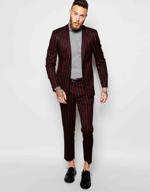 Red hot sale pinstripe blazer